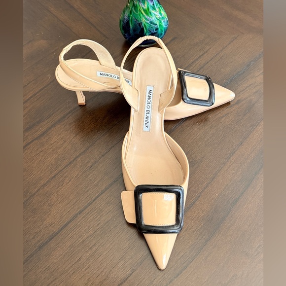 Manolo Blahnik Shoes - Manolo Blahnik May Maysli Slingback Patent Heels